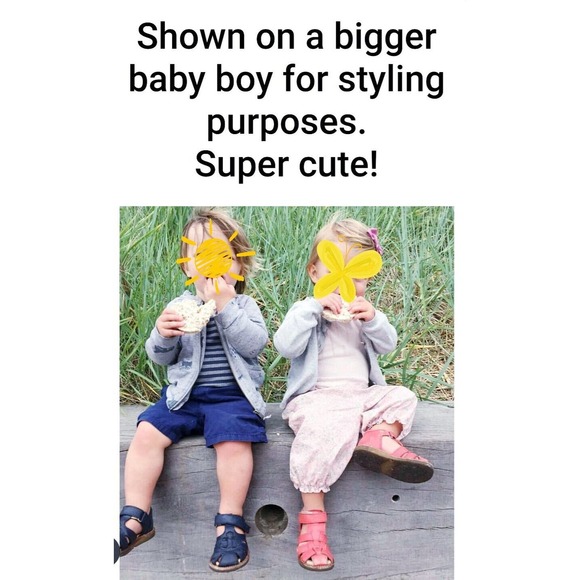 BABY BOY POPPY ROSE DENMARK EURO-BOUTIQUE MARLON SEA BLUE LINEN SHORTS $95 3M - Picture 6 of 7